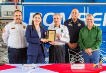 Apoya El Paso TX a bomberos de Meoqui, Miriam Soto encabeza entrega