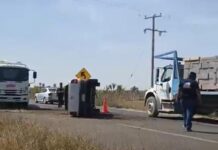 *mVolcadura en la carretera Delicias-Meoqui deja un lesionado y daños materiales