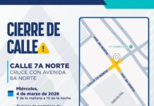 Cierre vial en cruce de calle 7ª y avenida 8ª norte en Delicias este miércoles 4 de marzo