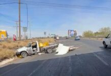 Volcadura en carretera Meoqui–Delicias deja un lesionado