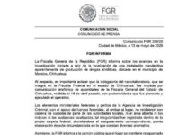 Acusa FGR anomalías en aseguramiento de narcolaboratorio en El Pinal e investiga invasión de competencias