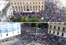 MORENA cierra marcha con mitin frente a Palacio de Gobierno y anuncia juicio político contra Maru Campos