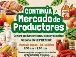 Instalarán este sábado el Mercado de Productores en la Plaza de Armas de Delicias