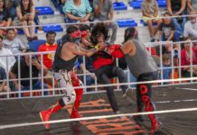 Disfrutan cientos de familias función de lucha libre en el Gimnasio Municipal de Delicias