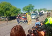 Realiza Gobierno de Saucillo simulacro de atropello para fortalecer la seguridad escolar en la comunidad de El Indio